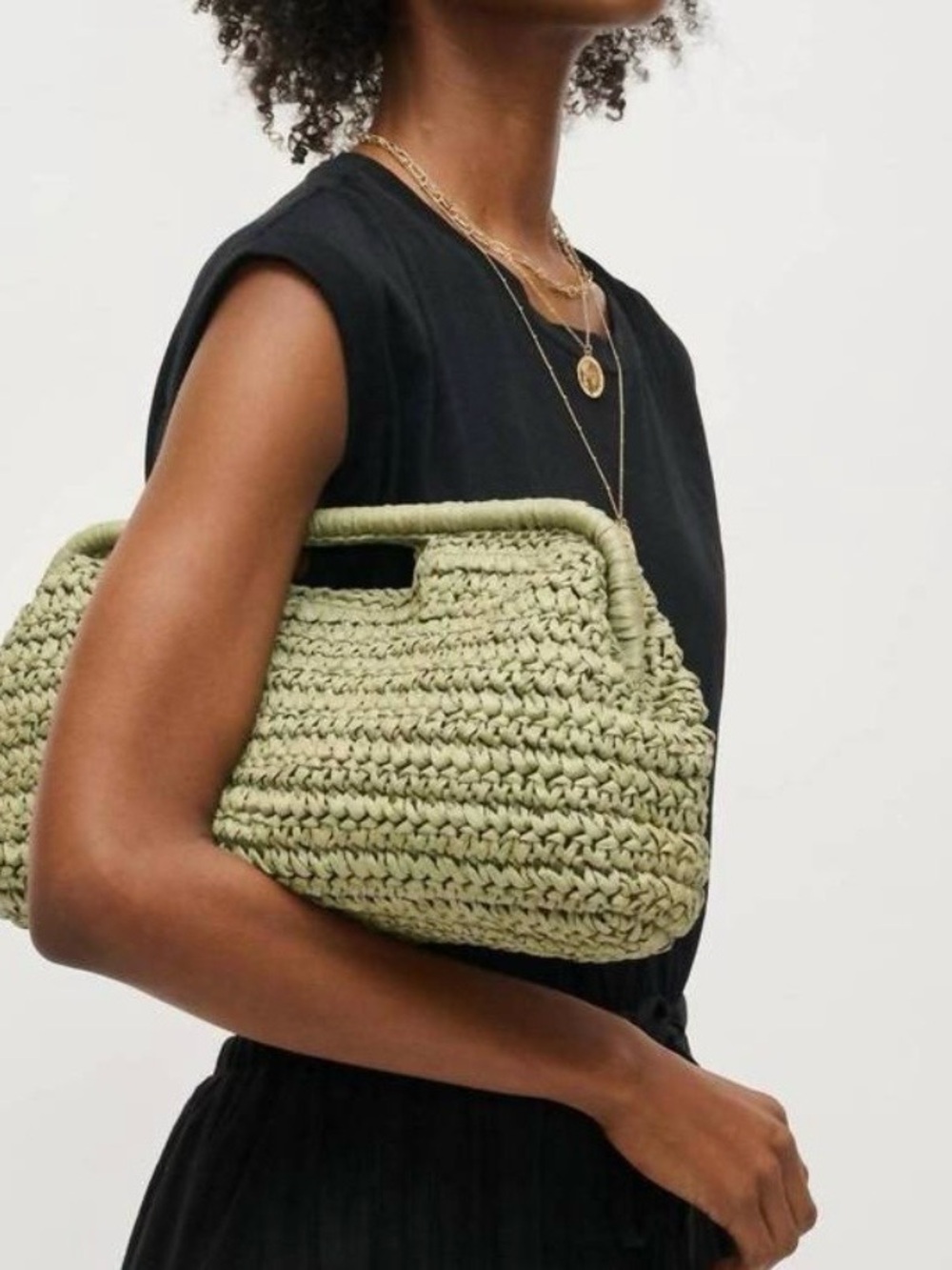 NWOT Urban Expressions Olive Green Crochet Cutout Handle Clutch - Picture 12 of 13
